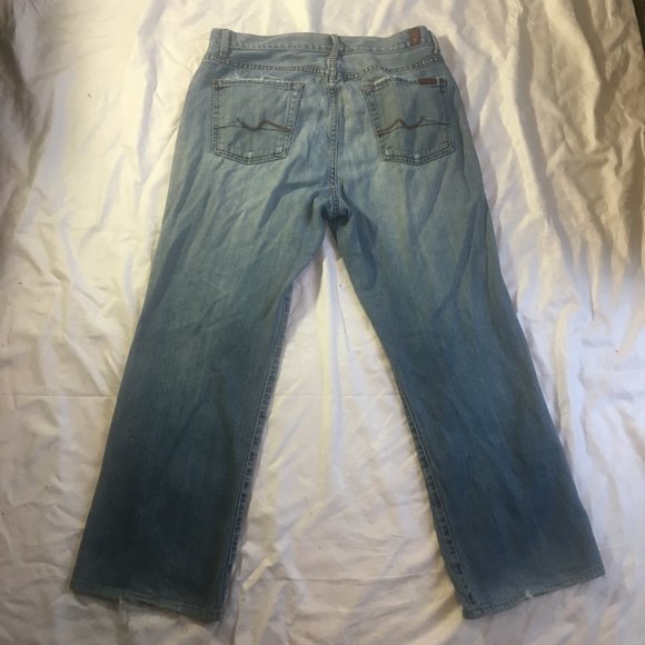 *HOST PICK* 7 FOR ALL MANKIND Standard Straight Distressed Blue Jeans Sz 33 x29 - Picture 16 of 16